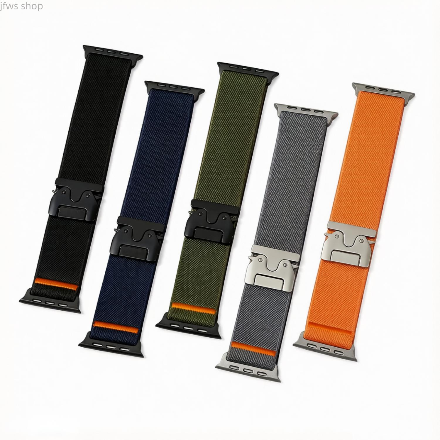 iWatch Band Parachute Buckle Nylon Stretchy Nylon Loop Strap Compatible With Ultra 3 Ultra 2 Ultra 49mm Series 11 10 9 8 7 6 SE 38mm 40mm 41mm 42mm 44mm 45mm 46mm Adjustable Comfortable Durable Lightweight Smartwatch Strap Daily