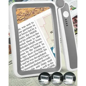 Magnifying Glass with Light, Rechargeable 5X Large Page Magnifier for Reading, Folding Handheld Dimmable LED Lighted Rectangle Magnifier for Reading Book Small Print for Seniors Low Vision
