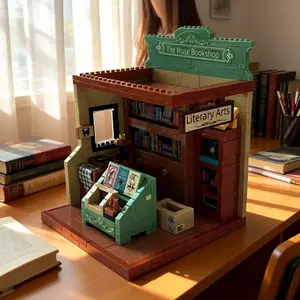 Mini Bookshelf Building Block Model, High Difficulty Assembly Toy for Adults, Elegant Desktop Ornament, Christmas Gift, Birthday Present