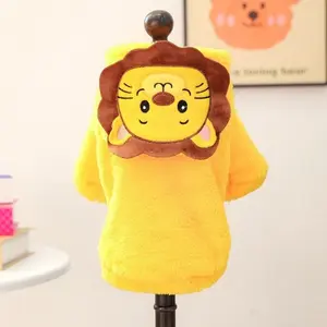 Cute Lion Costume Hoodie for Small Dogs & Cats - Thick Warm Winter Outfit with Hood, Soft Polyester Pet Clothes, Easy Slip-On Design for Pomeranian, Chihuahua, Shih Tzu - Cozy Cold Weather Apparel for Photo Shoots & Casual Attire, Dog Winter Clothes