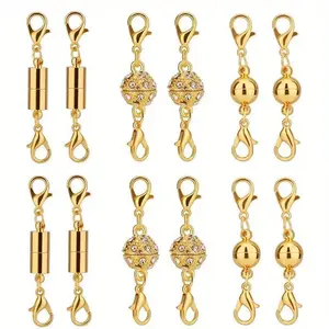 16 Pack Magnetic Necklace Clasps and Closures Necklace Jewelry Extender with Strong Magnet Magnetic Gold and Silver Plating Gift Stainless Steel Charm