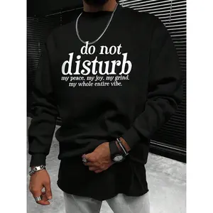 Simple Round Neck Long Sleeve Sweatshirt, Trendy Letter Print, Casual Comfortable Daily Wear, Fitted Graphic Top for Fall & Winter