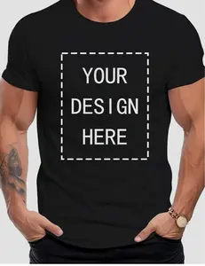 Men's Customizable Black T-Shirt - ized Logo/Text/Design, Short Sleeve, Custom Printing for Branding, Events, Promotions - Bulk Orders Welcome, Casual Fit & Easy Upload via Website/Gmail/Excel