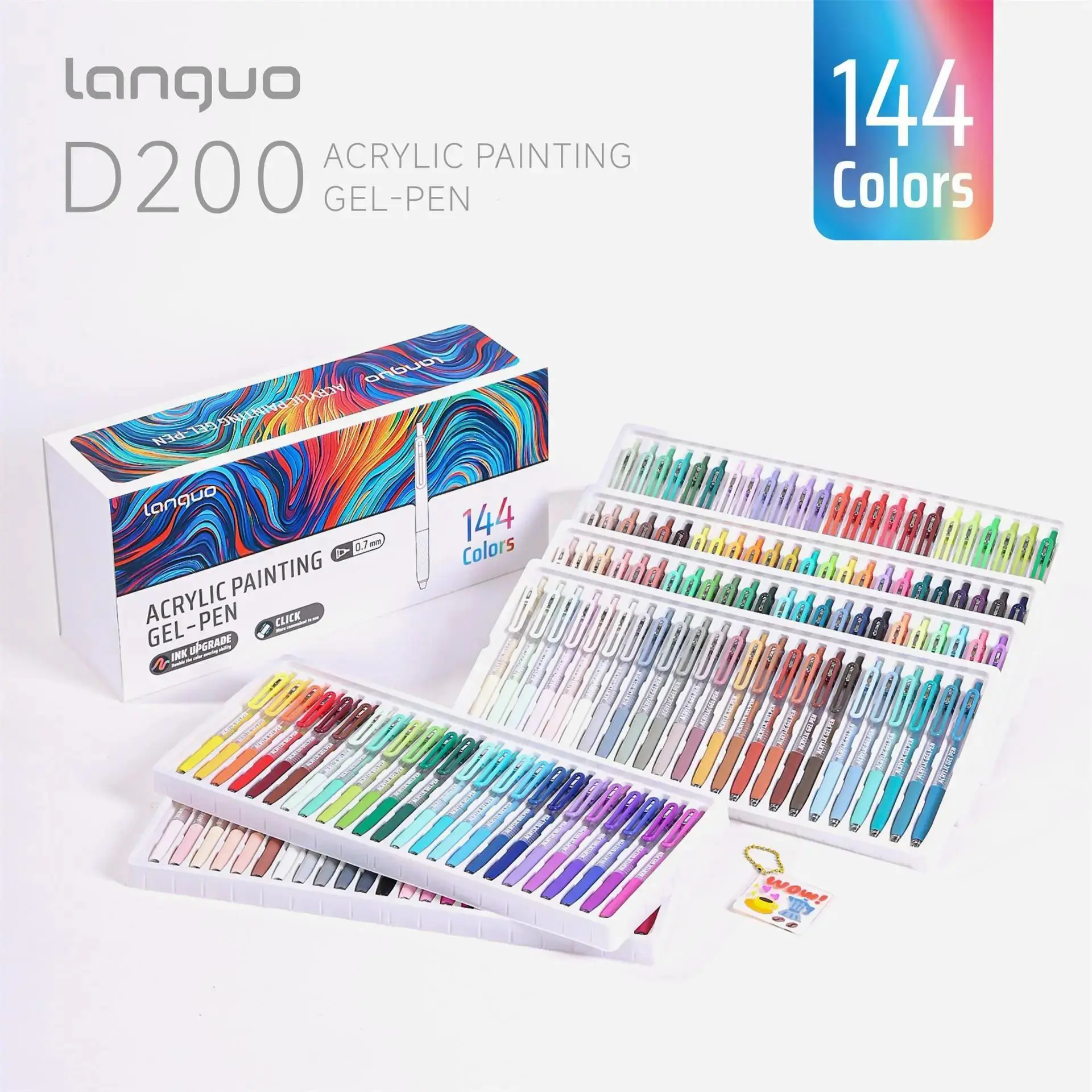 Languo 144-Colors Retractable Acrylic Paint Pens, Click Fine-Tip Markers for Journaling, Canvas & DIY Crafts (Office Stationery Writing Tool) school items bible study supply