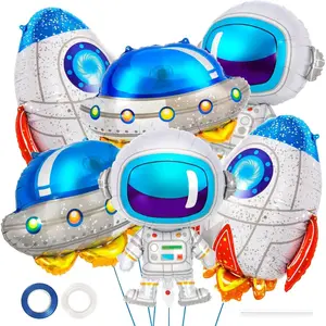 6 Pcs Space Balloons,Astronaut UFO Rocket Foil Balloons for Kids,Universe Party Decorations,Outer Space Balloon for Baby Shower Universe Themed Birthday Party Decor