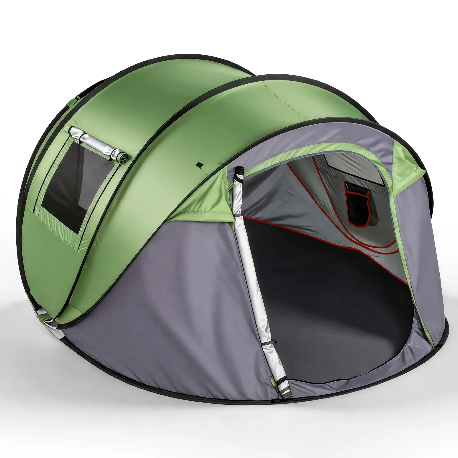4-Person Waterproof Instant Pop-Up Family Camping Tent with Front Awning - Outdoor Shelter for Beach, Backyard Use