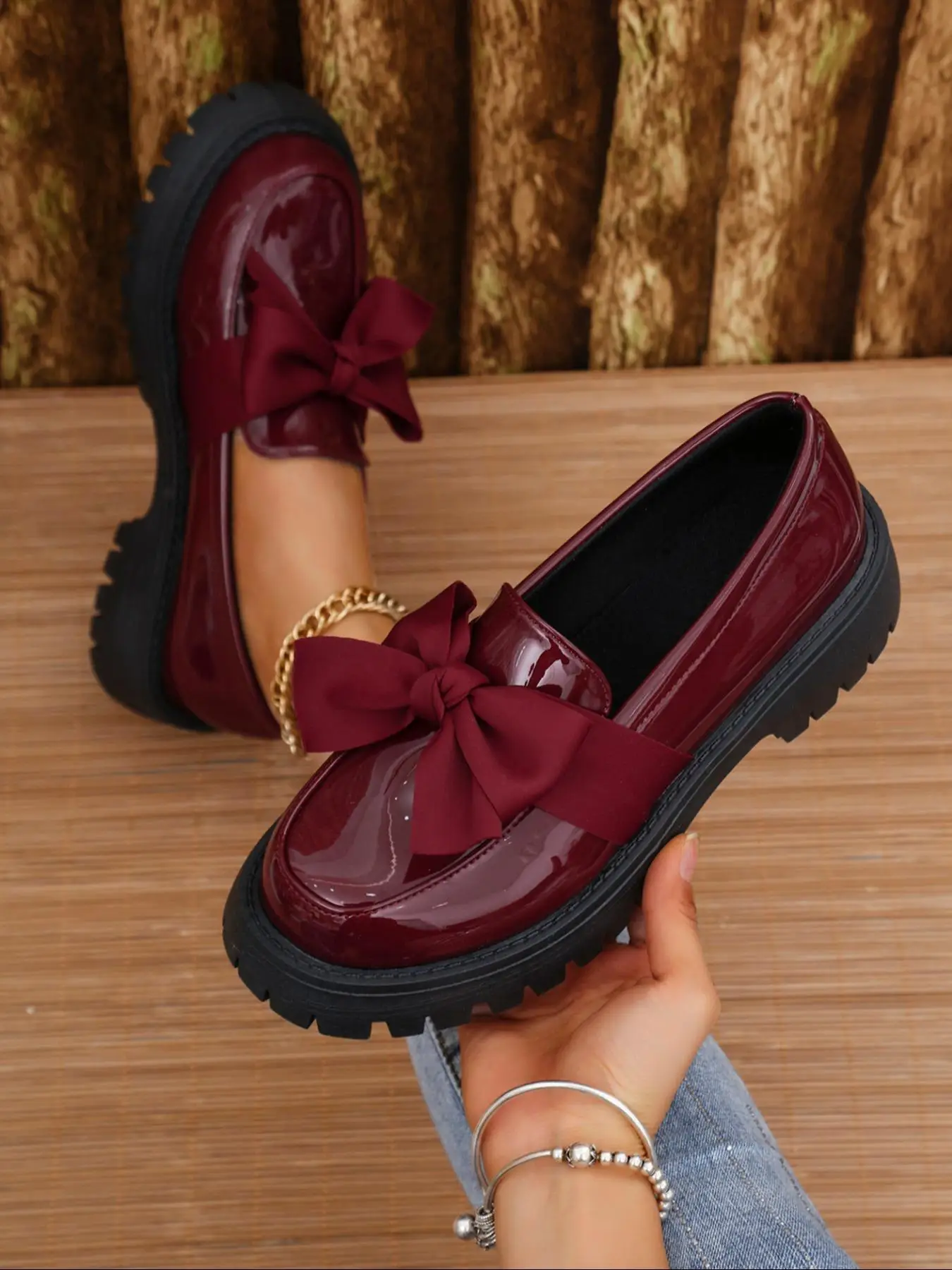 Women's Fashionable Bowknot Design Platform Loafers, Casual Comfortable Solid Color Loafers for Daily Wear, Trendy All-match Shoes for Women & Girls