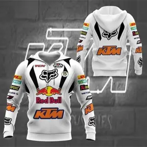 KTM Hoodie 3D RBull Teem All Over Printed For Gift Full Size White