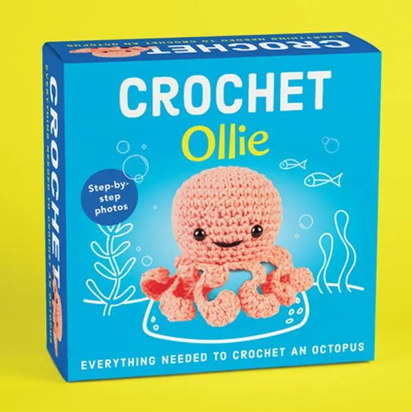 Pil Crochet Kit for Beginners - Ollie the Octopus Amigurumi - Yarn, Hook, Safety Eyes, Stuffing & Illustrated Booklet Make a Stuffed Octopus Craft Gif -- Publications International Ltd, General Merchandise
