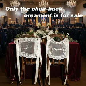 Newlywed Wedding Chair Back Fabric Decorations, Chair Cover Sashes, A Two-Piece Set, featuring exquisite lace and flowing ribbon ties, ideal for wedding reception chair backs, Available in a variety of colors