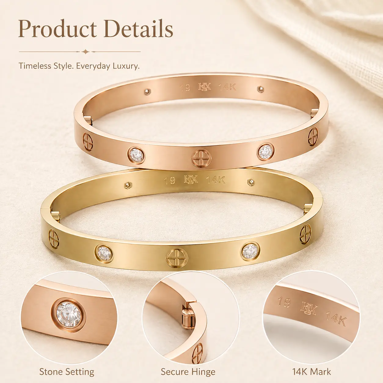 14K Gold Moissanite Bracelet for Women, Luxury Diamond Bangle Jewelry, Sparkling Moissanite Stone Cuff Bracelet, Elegant Fine Jewelry Gift