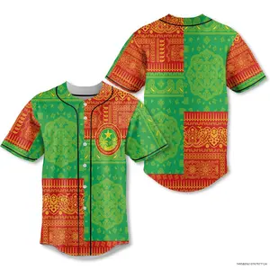 Mauritania Baseball Jersey Flag And Paisley Basic Style