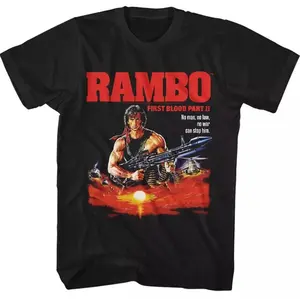 Rambo The Movie T-Shirt Stallone First Part II Black Tee