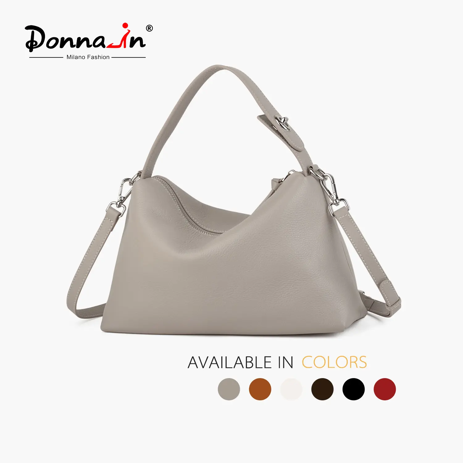 DONNAIN Genuine Leather Women's Handbag - Fashionable leather handbag, women's crossbody bag, the leather strap at the top can be adjusted for the shoulder strap, daily bag solid fall casual plain