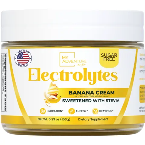 My Adventure to Fit Banana Cream Electrolyte Drink Mix Zero Sugar Hydration Powder with Natural Flavor Stevia Sweetened High Potassium Kid Friendly Keto Vegan Caffeine Free Energy Boost 30 Servings - Healthcare