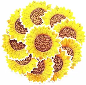 20pcs Yellow Sunflower Sewing on/Iron on Embroidered Patches Clothes Dress Hat Pants Shoes Curtain Sewing Decorating DIY Craft Embarrassment Applique Patches(Yellow Sunflower 20pcs)