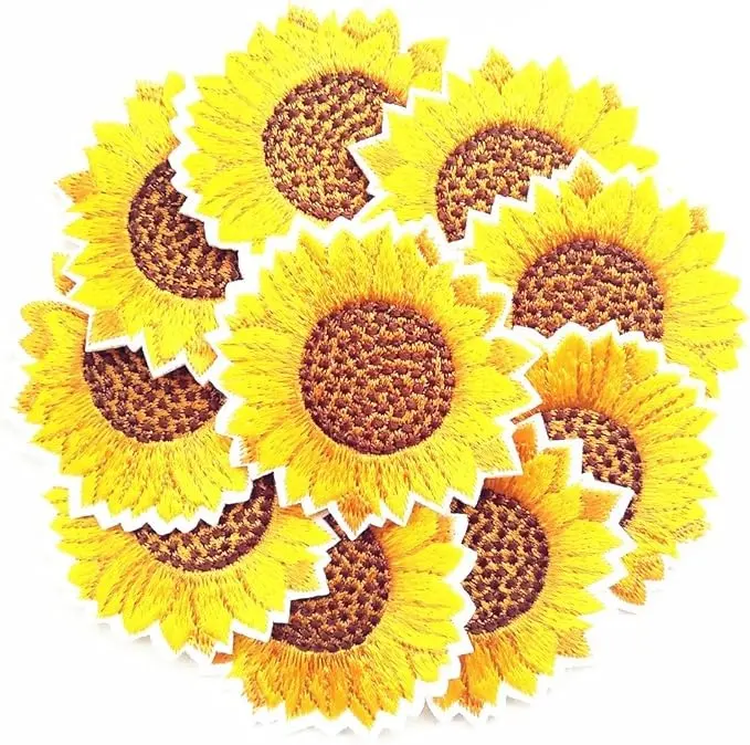 20pcs Yellow Sunflower Sewing on/Iron on Embroidered Patches Clothes Dress Hat Pants Shoes Curtain Sewing Decorating DIY Craft Embarrassment Applique Patches(Yellow Sunflower 20pcs)