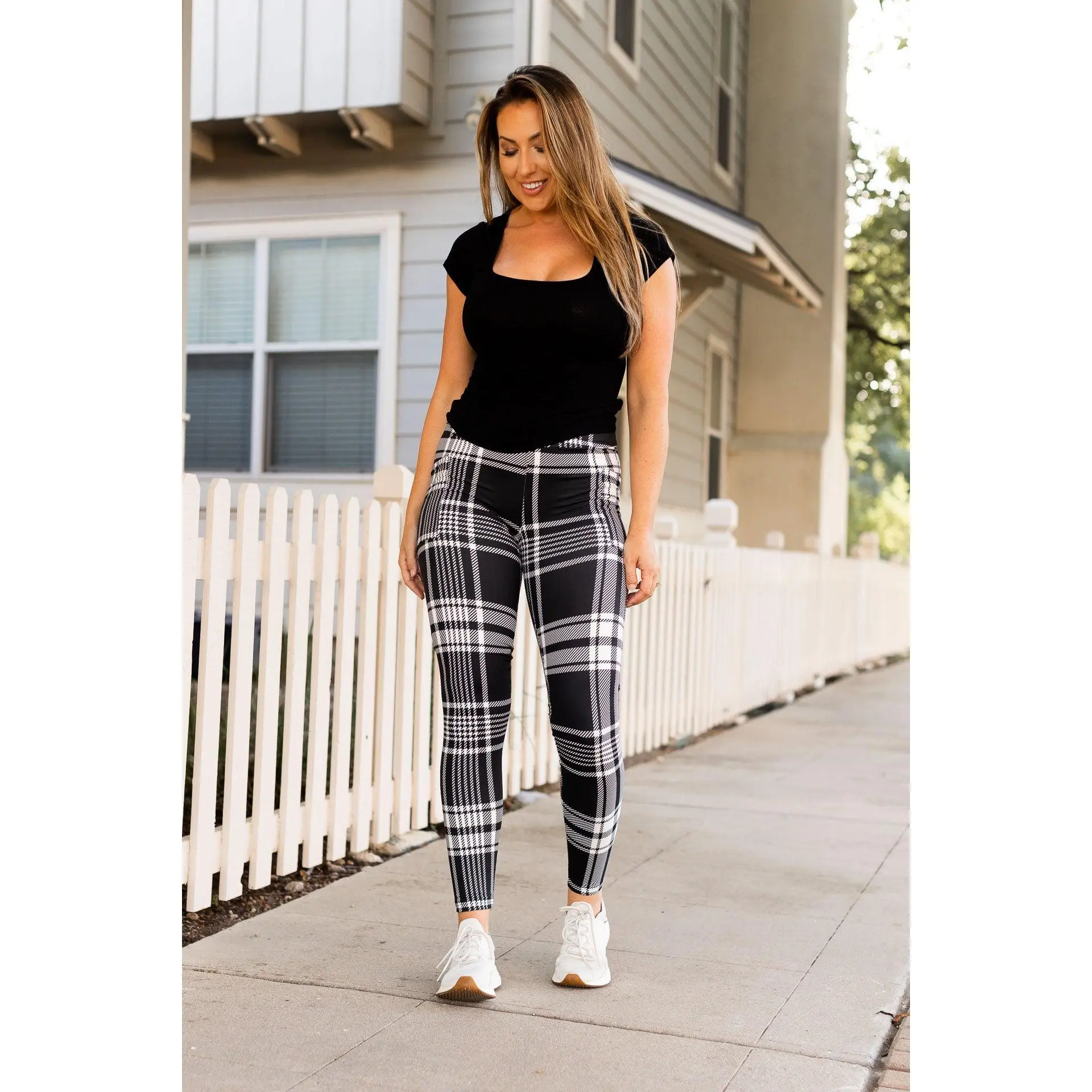 Ready to Ship | Black & White Plaid Leggings  - Luxe Leggings by Julia Rose®