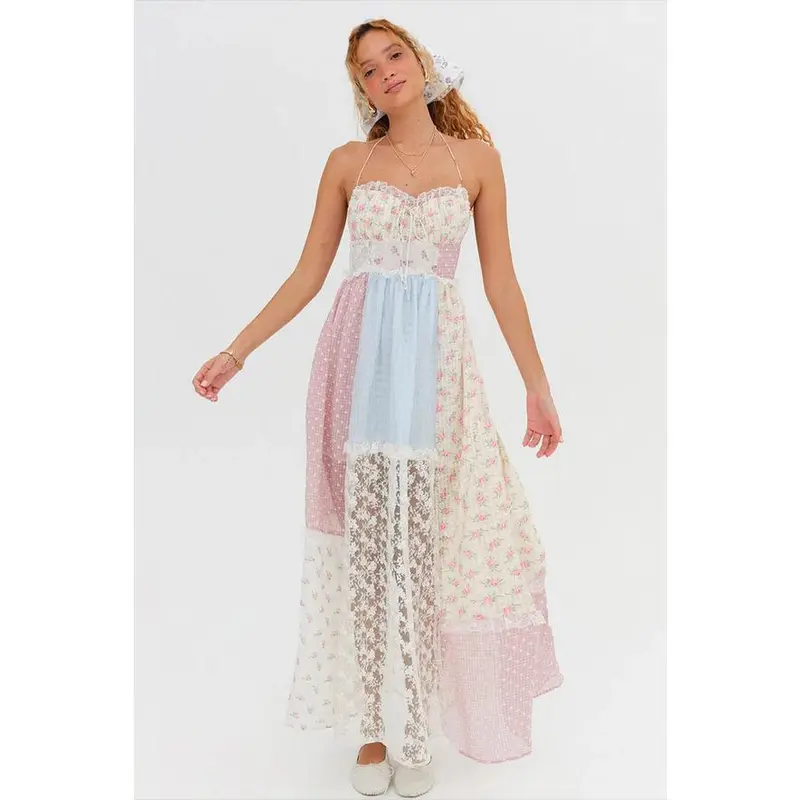 long sleeve flowy dress lace up - TikTok Shop
