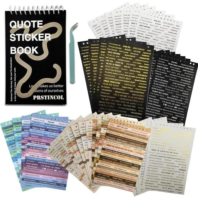40 Sheets Black Line Sticker Book Minimalist Aesthetic Decorative Stickers for Journals Planners Scrapbooks DIY Crafts Teens Kids Creative Stationery Trendy Functional Stickers