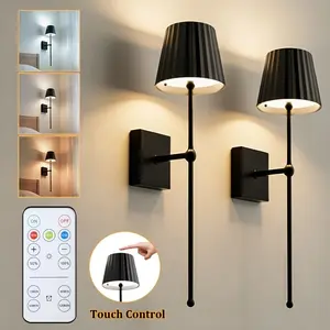 A Modern LED Wall Lamp with Touch Control, a USB Metal Wall Light with Remote Control, LED Night Light, Dimmable, Timer, Rechargeable Wall Lamp with Three Color Temperatures, Suitable for Bedrooms, Living Rooms, And Corridors