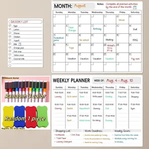 Magnetic Dry Erase Whiteboard Calendar Fridge, Monthly & Weekly Planner, Grocery To-Do List, Daily Office Essentials, Office Stationery Supplies