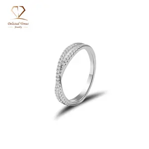 Delzzad Crossover Engagement Ring Wedding Band Synthetic Moissanite S925 Twisted Band Ring Jewelry Perfect Birthday Engagement Wedding Anniversary Gift