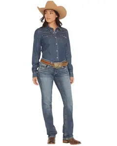 Ariat Women's Women'S Estelle Medium Wash Mid Rise Straight Stretch Denim - 10072960