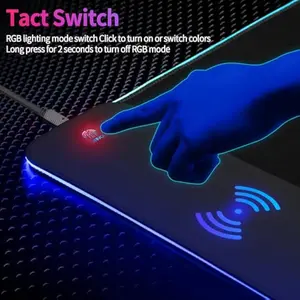 Gaming Mouse Pad, Wireless Charging, 15W Fast Charging, 15 LED Light Modes, Extra Large 800x300mm, Non-Slip Rubber Base, Compatible with PC, MacBook, Laptop(Wireless Charging)