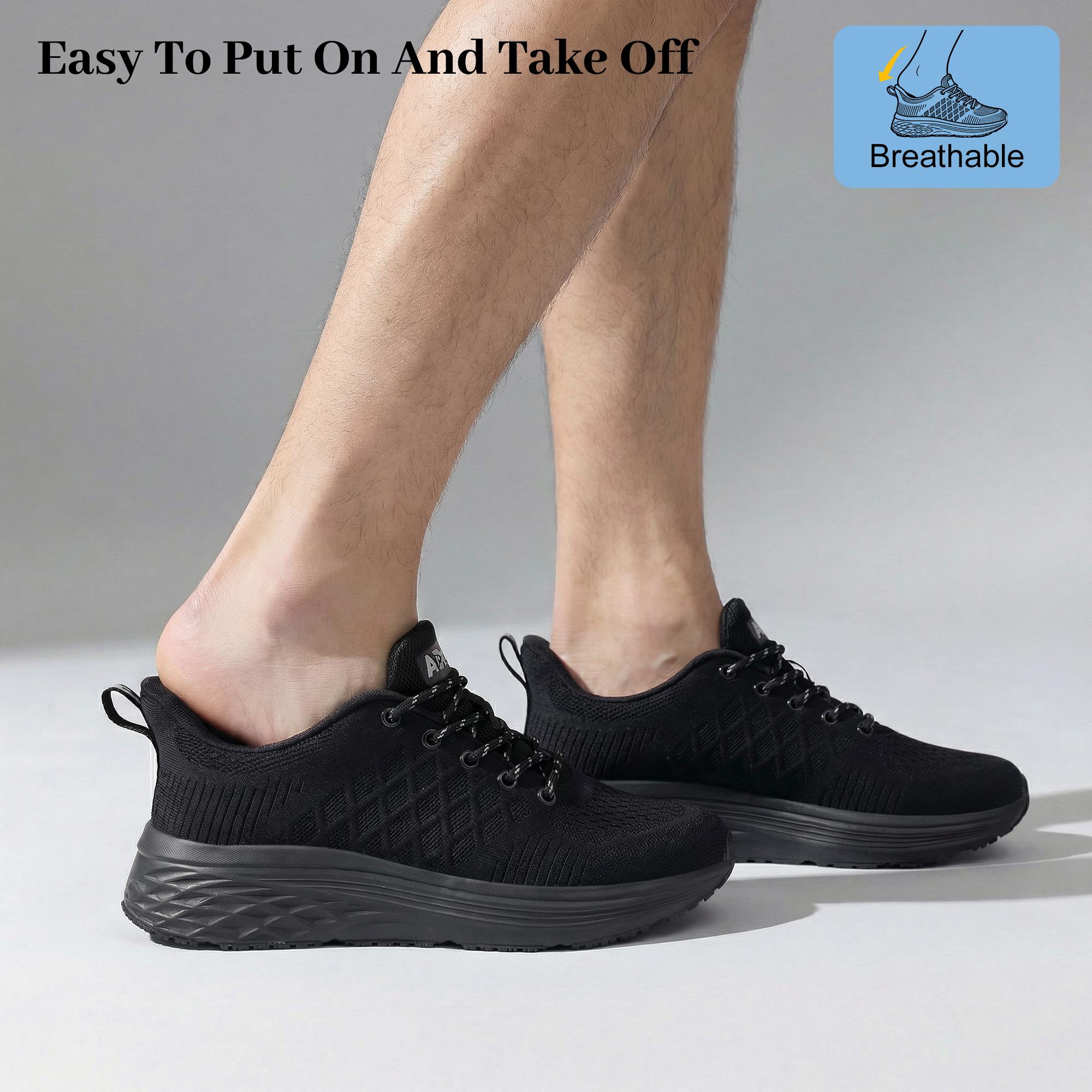 Men's Non-Slip Chef Work Shoes—Water & Stain Resistant Walking Sneakers,Easy Slip-On for Gent's Food Service & Casual Wear