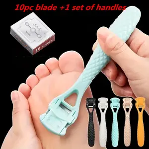 10 blades + 1 set of foot scrapers in random colors, a pedicure tool for removing dead skin and calluses, foot grinding tool, foot skin tool, sole, heel planer, pedicure set, personal care and beauty gadgets, Foot Callus Remover, Pedicure Kit