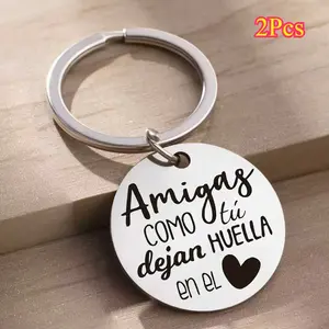 2Pcs Stainless Steel Keychain - Perfect Gift for Sisters, Best Friends | Ideal for Birthdays, Graduations & Christmas