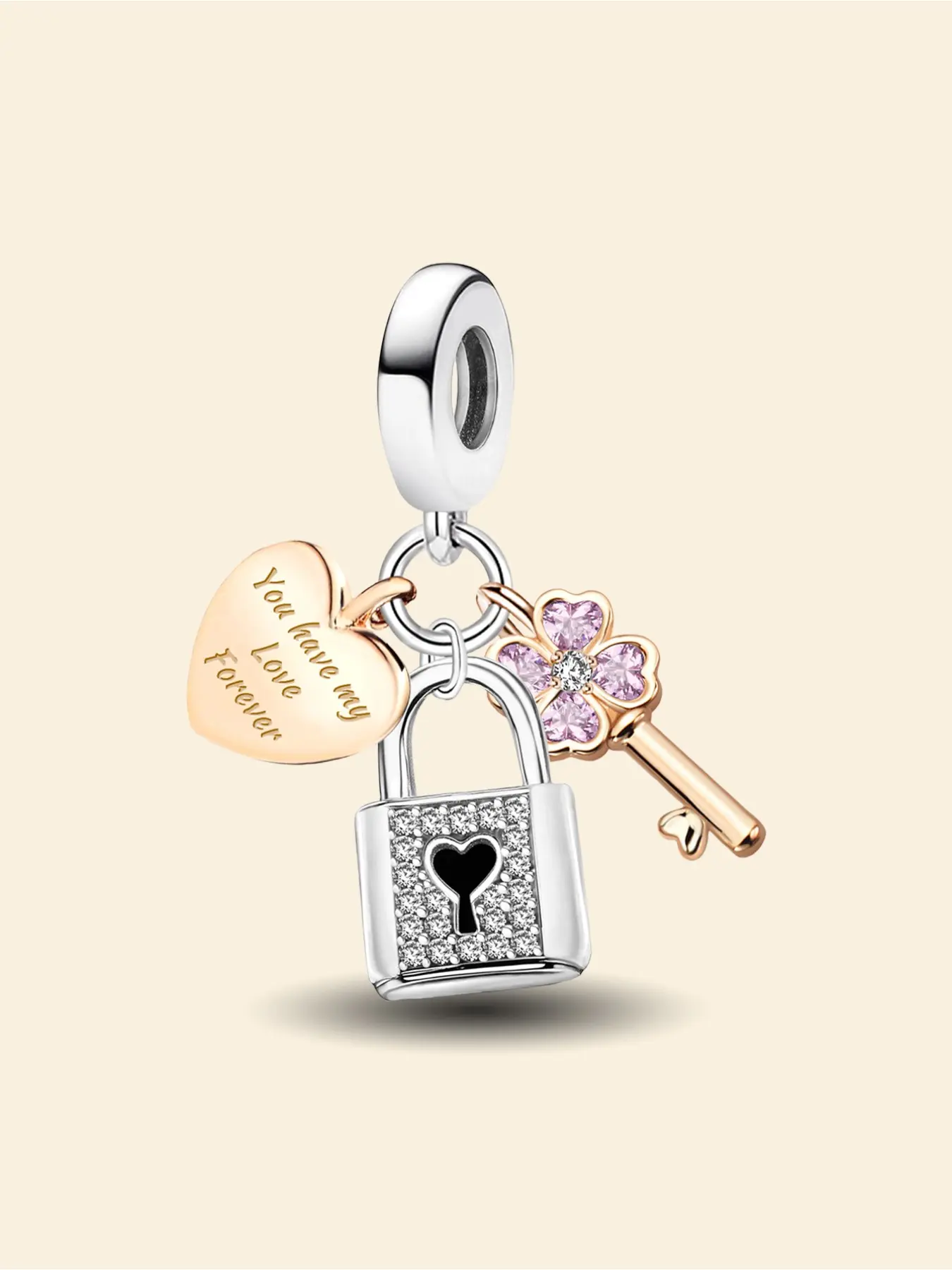 1Pc New Design Love Lock Charm Beaded Charm DIY Jewelry Making Kit for Bracelet Creative Craft Material Holiday Gift Pendant Women Birthday Gift Daily Wear Accessories Charm Accessory Beads Charms