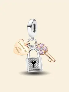 1Pc New Design Love Lock Charm Beaded Charm DIY Jewelry Making Kit for Bracelet Creative Craft Material Holiday Gift Pendant Women Birthday Gift Daily Wear Accessories Charm Accessory