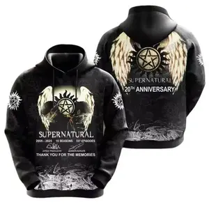 Supernatural 3D Print Hoodie for Women, Long Sleeve Fashion Sweatshirt Coat, TV Series Inspired Tour Style Casual Apparel