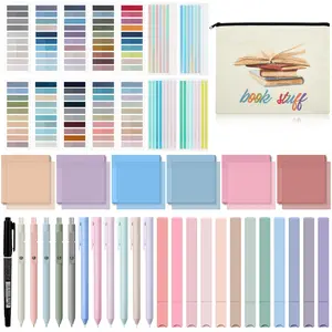Book Annotation Kit, Aesthetic Back to School Supplies 2640 Pcs Sticky Tabs, 300 Sticky Notes, 11 Gel Ink Pen, 12 Highlighter Marker, Pencil Case Pouch for Bible Study Book Lover