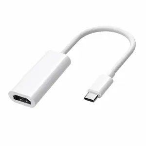 4K 60Hz USB C to HDMI Adapter, White Braided Type C HDMI Converter for iPhone iPad MacBook Galaxy Surface ThinkPad