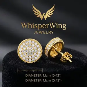 Unisex Hip-Hop Thick Stud Earrings | Copper Micro-Inlaid CZ Double-Layer Round Design Fashionable Jewelry Accessories Hypoallergenic Jewelry