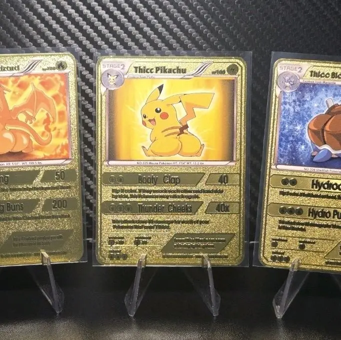 Thicc Charizard Thicc Pikachu & Blastoise Metal Fan Art Cards - TikTok Shop Thicc Charizard Thicc Pikachu & Blastoise Metal Fan Art Cards - TikTok Shop