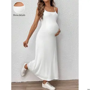 tiktokSummerPregnantWomenSimpleSolidColorBodyconTankDressForMaternity