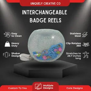 Customizable Badge Reels: Elevate Your Badge Reel with a Unique Interchangeable Glitter Shaker for a Touch of Distinctive Elegance and Professional Style.