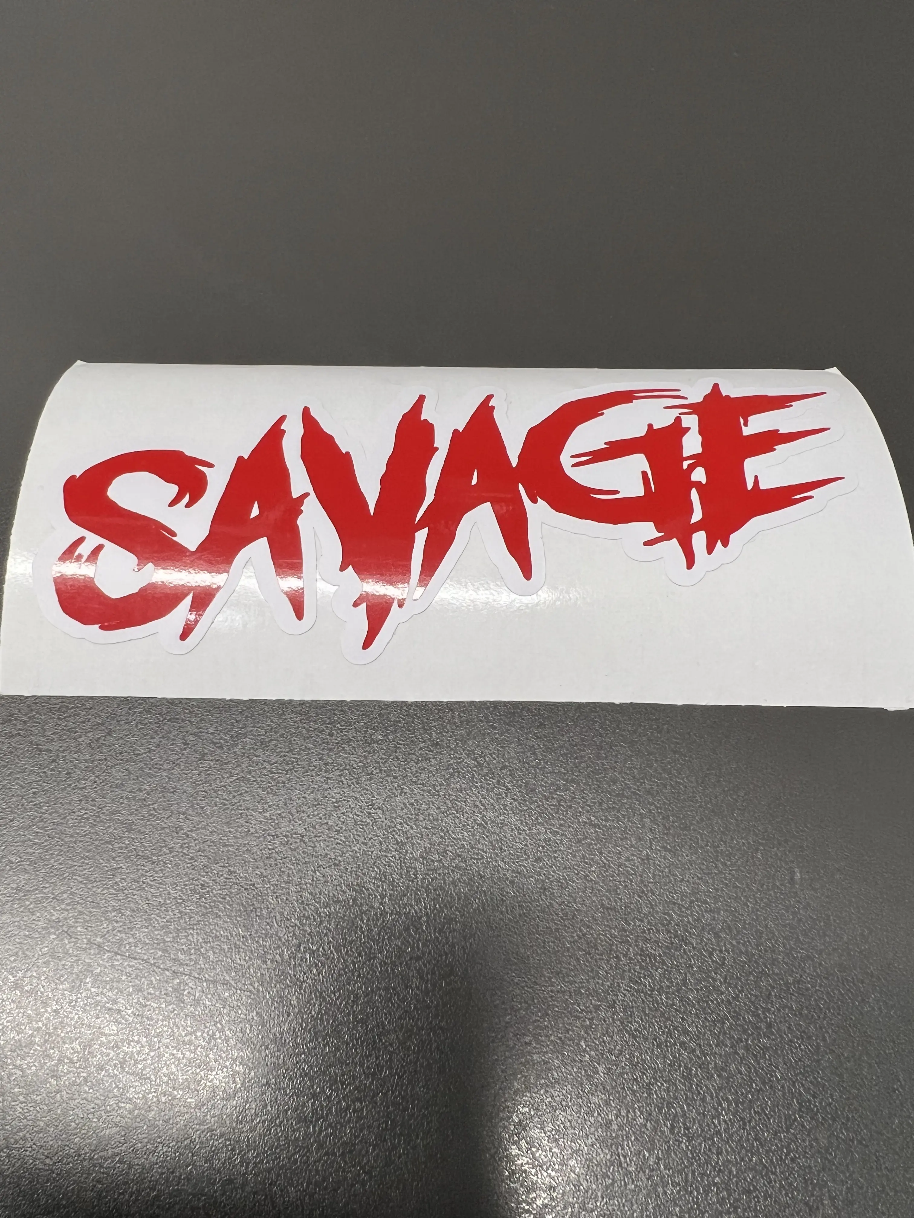 SAVAGE Red with White Layered Car Window Wall Vinyl Decal - Bold Design for Your Space