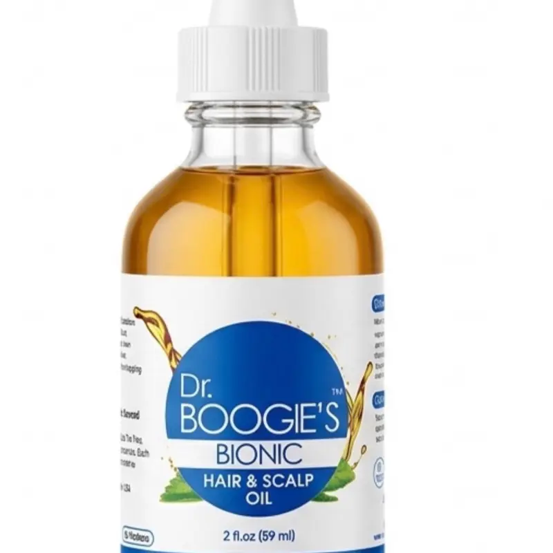 Dr. Boogie's Bionic Hair & Scalp Oil 2 oz - 100% Natural Castor Oil with Olive & Peppermint, Organic Keratin Thickening Boost for Rapid Growth, Moisturization & Treatment