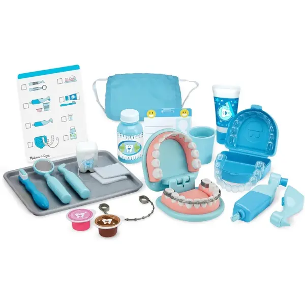 Kids Dentist Play Set, 25-Piece Dental Kit with Large Teeth Model and Toy Tools, Pretend Play Doctor Set for Boys and Girls Ages 3+