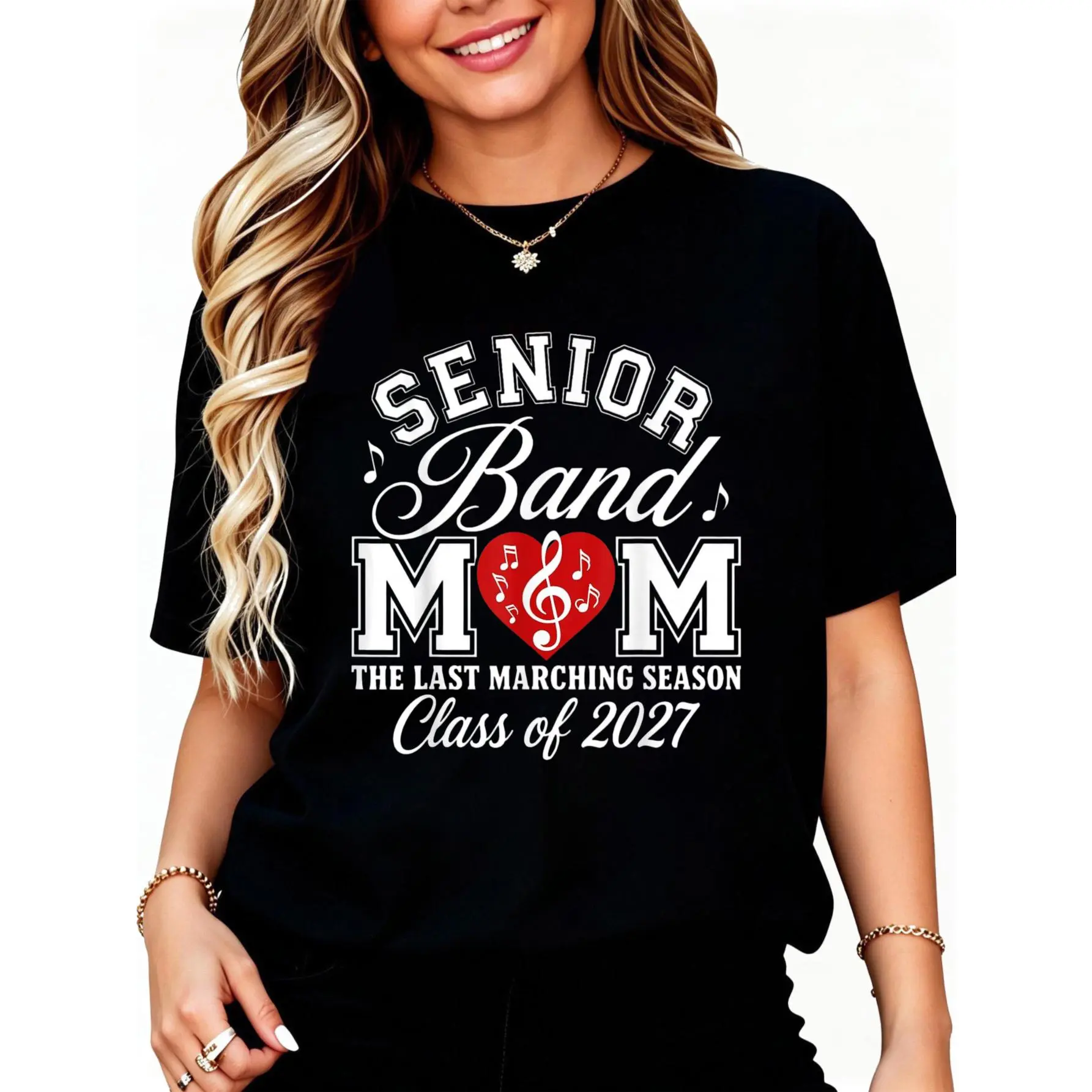 Men 100% Cotton Senior Band Mom 2027 Last Marching Season T-Shirt Unisex Clothing