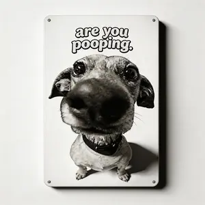 Funny Dog "Are You Pooping" Vintage Metal Sign, Bathroom Humor Wall Decor 8X12in.humbug poster Home Wall Decor for Living Room Kitchen