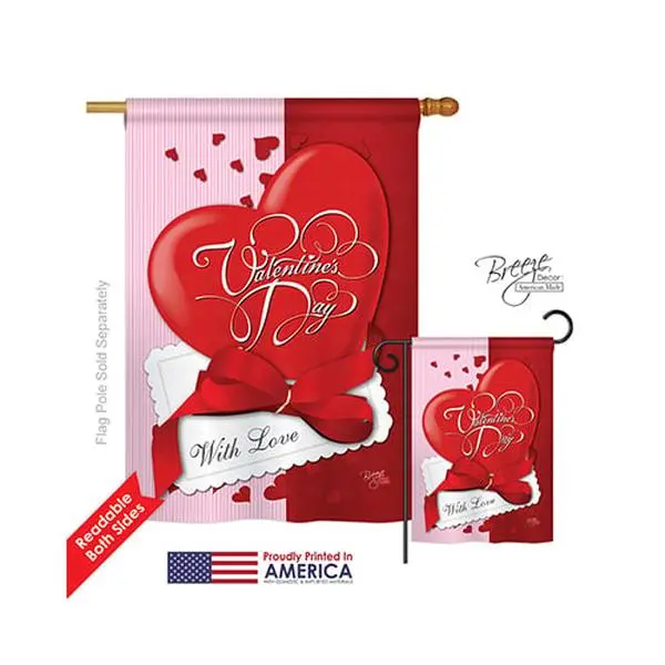 Breeze Decor 2-Sided Vertical Artwork House Flag - 01002 Valentines Love Hearts Design, 28x40 in Eco-Friendly Outdoor Decor, Festive Home Party Backdrop Banner, Banners