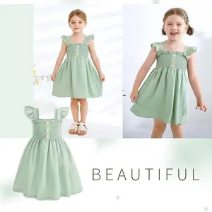 Toddler Dress Ruffle Sleeveless Button Down Dress for Toddler Girl Dress Summer Beach Casual A-line Sundress