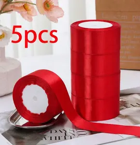 4cm Handmade Ribbon Rose Flowers - Christmas Door Festive Ornament,  Craft Materials, Gift Box Packaging Supplies, Hair Accessory Components (Large Red Bow for Indoor Home Party)  diy cake bake bow christmas door