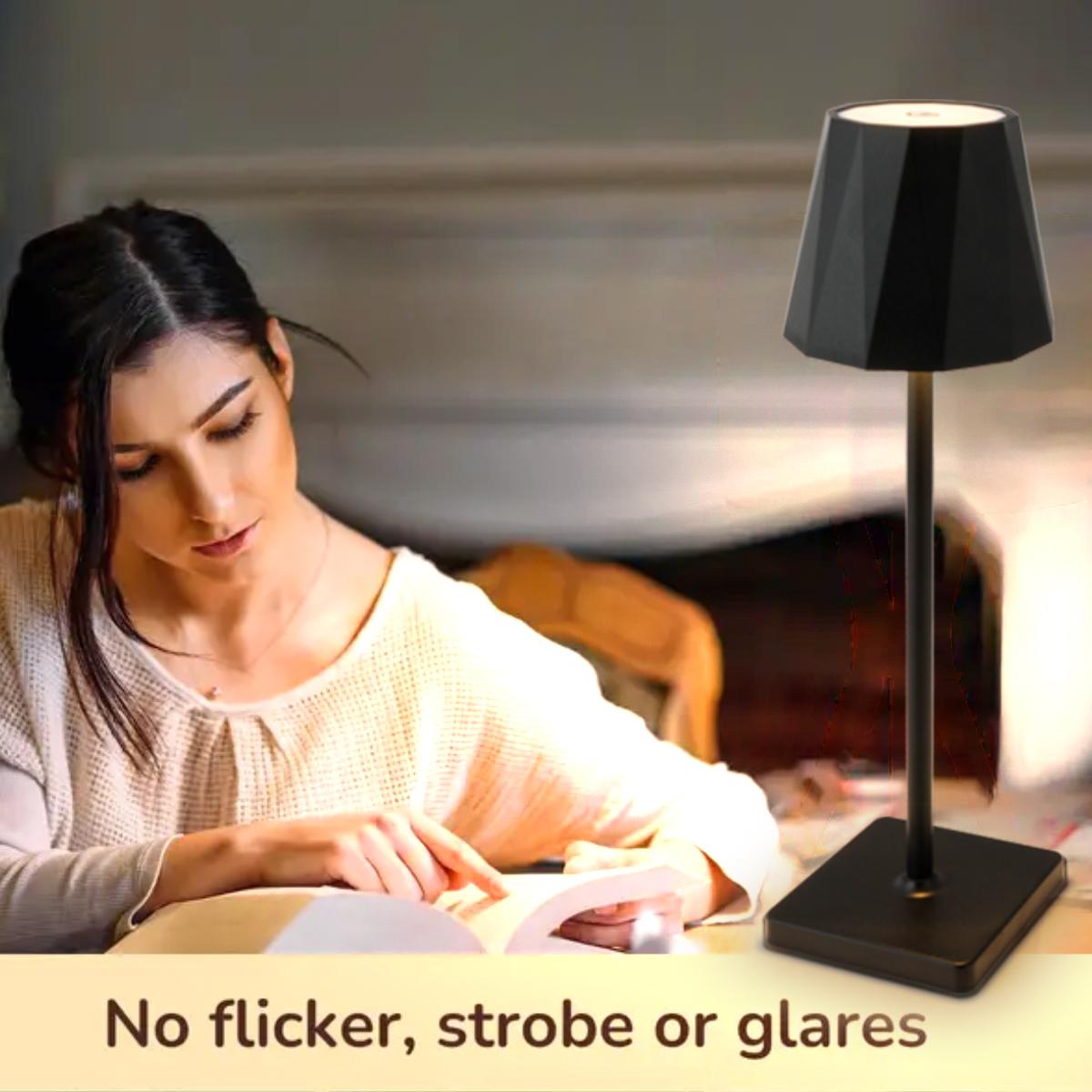 1PC Rechargeable Wireless Table Lamp, Portable LED Desk Lamp with 3 Color Modes & Stepless Dimming, Ideal for Bedroom, Desk, Cafe, Terrace, Romantic Dinner & Home Holiday Decor